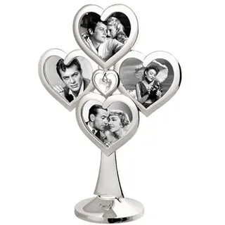 DRW Bilderrahmen Baum mit Herzen Metall Silber 21 cm, bunt, estandar