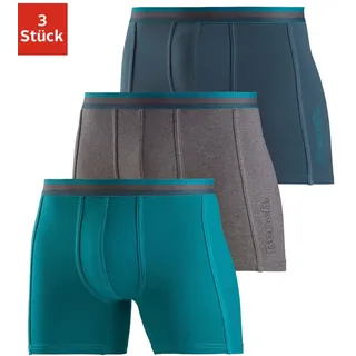 Langer Boxer BENCH., Herren, Gr. L, 3 Stk., bunt (dunkelpetrol, anthrazit, meliert, petrol), Jersey, Obermaterial: 92% Baumwolle, 8% Elasthan (LYCRA), unifarben, körpernah, Unterhosen Langer Boxer, Unterhosen mit elastischem Bund und Logodruck auf dem Bein