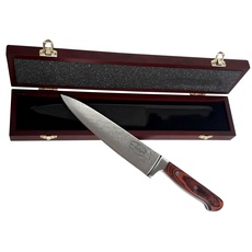 Dr. Richter Damastmesser in edler Holzbox - japanischer Damaststahl - Chefmesser - Klinge: 20cm Damast Küchenmesser