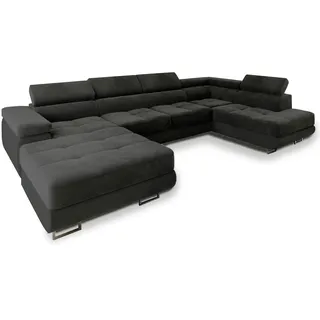 masseno Wohnlandschaft mit Schlaffunktion Casone ¦ schwarz ¦ Maße (cm): B: 345 H: 90