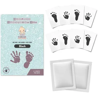 Tintenloses Baby-Abdruckset mit 2 speziellen Wischtüchern von Forever Fun Times | Detaillierte Abdrücke ohne Sauerei | Baby Hand- und Fußabdruck Set mit 8 20,6 x 14 cm Rahmenformat Papierbögen