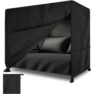 SDLDEER Hollywoodschaukel Abdeckung, 210 x 125x 170 cm hollywoodschaukeln Winterfest 3-4 Sitzer, Schwerlast ReißFest Schutzhülle Oxford Gewebe für Gartenmöbel, Gartenschaukel(Schwarz)