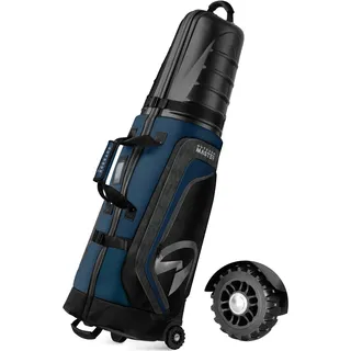 OutdoorMaster Golf Reisetaschen für Fluglinien mit Rädern und Hartem Oberem Koffer, Schützen Golfschläger, Leicht und Sinfach zu Manövrieren, Version aktualisieren, Blau