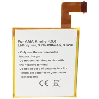 AccuCell Akku passend für Amazon Kindle 4, Kindle 4G, Kindle 5 und Kindle 6 Akku 515-1058-01 3,7 Volt 890mAh