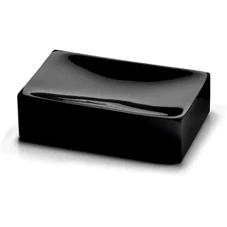 Gedy G-Bangkok Seifenschale, Maße und Gewicht: 2,9 x 10,9 x 6,9 cm & 0,205 kg, Seifenschale aus Harz und Sand, Schwarze Oberfläche, Design R & E, 2 Jahre Garantie