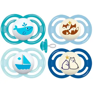 MAM Perfect Day & Perfect Night Schnuller 6-16 "Soft Colours" // 4er Set // inkl. 4 Sterilisiertrasportboxen
