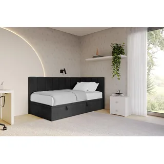 altdecor Jugendbett LOVA 90 x 200 cm Textil schwarz