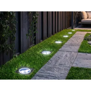 6er Set Solar Einbaustrahler Außen mit Tag / Nacht Sensor Bodeneinbauleuchten