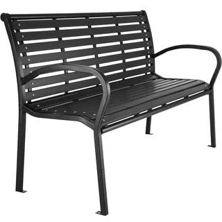 tectake Gartenbank Pino, 126 x 62 x 81,5 cm, schwarz , Schwarz , Metall , Patchwork , 62x81.5x126 cm , Gartenmöbel, Gartenbänke