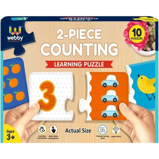 Webby Montessori-Zahlenlern-Puzzle-Set | Frühpädagogisches Spielzeug für Kinder ab 3 Jahren | Zahlen­erkennung-Jigsaw | Fördert Gehirnentwicklung, Fokus & Feinmotorik | 10 Bunte Lernpuzzles