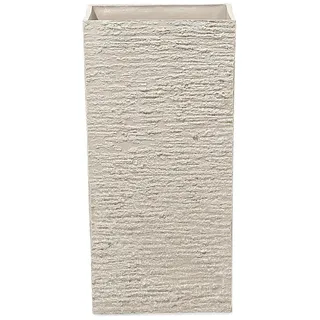 Beliani Blumentopf hellbeige quadratisch 30/30/60 cm Gaza , Beige , Stein , 60 cm , Dekoration, Blumen & Blumentöpfe, Übertöpfe