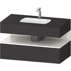 Duravit Qatego Einbauwaschtisch mit Konsolenwaschtischunterbau, 1000x550x600mm, Nische Weiß Hochglanz, QA4786022, Farbe: Graphit Supermatt/mit Nischenbeleuchtung