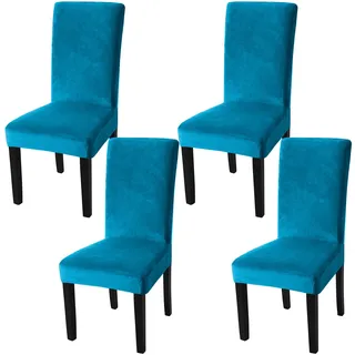 Fuloon Stuhlhussen Samt, Universal Stuhlüberzug 4er Set Stretch Stuhlbezug Protector Cover, Abnehmbar Waschbar Chair Cover für Hotel, Esszimmer, Zeremonie, Bankett Hochzeit Party,Grau