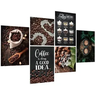 Set von 6 Selbstklebemüllern Kaffee - Selbstklebemüllern Kaffee-Rezepte - Kaffee ist immer EIN GUTES IDEE - Dekorationsmüllerei für Restaurant Küche Eingang Wohnzimmer Schlafzimmer