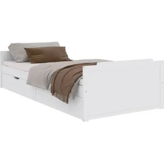 vidaXL Massivholzbett mit Schubladen Weiß Kiefer 90x200 cm - Weiß