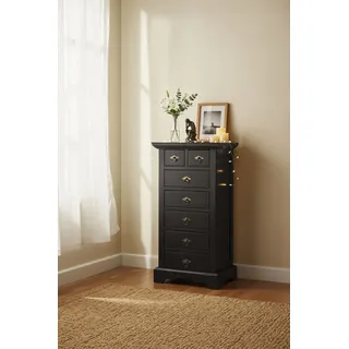 Kommode SIT "Kaunas aus Akazie massiv mit 7 Schubladen & Holzauszügen", braun (dunkelbraun), B:53cm H:100cm T:36cm, Massivholz, Sideboards, Kommode, Akazie massiv im Antikfinish mit 2 kleinen & 5 großen Schubladen