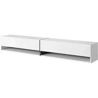 Selsey TV Schrank Board Sideboard Fernsehtisch Fernsehschrank 200 cm Hängend Mit Graphitem Akzent Weiß Mirrgo