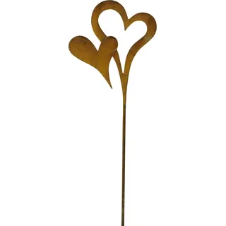 Stele Herz Garten-Deko 13x58cm Gartenstele Rost Gartenstecker Eisen Garten - Braun