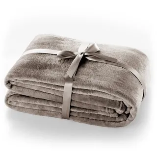 DecoKing Kuscheldecke 70x150 cm Cappuccino Decke Microfaser Tagesdecke Fleece weich sanft kuschelig beige Mic