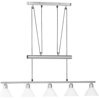 Trio Jojo 5-flg. 102 cm glockenförmig Nickel matt Glas opal mattweiß