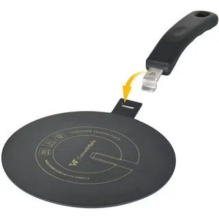 ComwithSafe Induktionsadapter 20 cm, Abnehmbarer Isoliergriff, Ändert Nach Gebrauch Nicht Die Farbe, Wärmeverteilerplatte Mit Schwarzer Hochtemperaturbeschichtung, Induktions-/Gas-Relaisscheibe