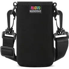 Nuovoware Universal Trinkflasche Tasche Hülle, Neopren Isoliert Wasserflasch Beutel Schutzhülle mit Abnehmbar Verstellbar Tragegurt, Ideal für Wandern Laufen Spazieren Trekking - S, Schwarz