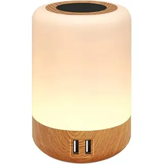 Salipt-LED-Nachtlampe, 4 USB-Anschlüsse, Tischlampe telze dimmbare, kontinuierliche Helligkeit, 8 Farben Farbwechsel, berührungsempfindliches Nachtlic