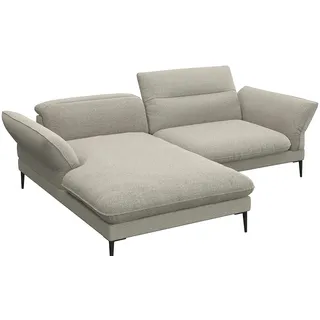 flexlux Ecksofa FLEXLUX "Salino, Funktionssofa mit Recamiere, Relaxsofa, Ecksofa", beige (natural), B:245cm H:88cm T:182cm, 100% Polyester, Sofas, Ecksofa, Sofa mit Arm- und Kopfteil-Verstellungen, Kaltschaum & Stahl-Wellen
