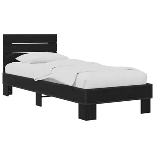 vidaXL Bettgestell mit Kopfteil Schwarze Eiche 80 x 200 cm - Schwarz