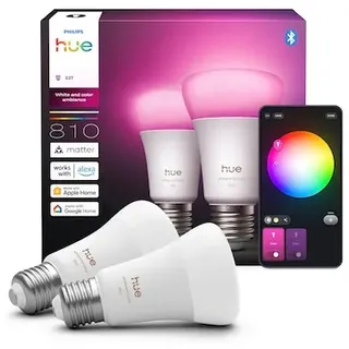 Philips Hue White E27 White und Color Ambiance Doppelpack 810lm 60W