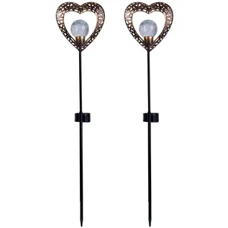 NÄVE LED-Solarleuchte Herz mit Erdspieß Schwarz 59 cm x 12,5 cm x 4,5 cm 2er-Set