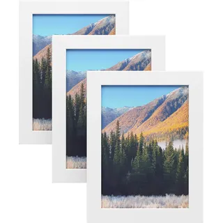 SONGMICS Bilderrahmen im 3er-Set, 13 x 18 cm Bilderrahmen Collage, Fotorahmen mit Glasscheibe, Rahmenbreite 2cm, MDF, weihnachten, Weiß RPF33WT