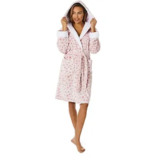 Light & Shade Pretty Woman PWB7065 Damen Koralle Supersoft Fleece Morgenmantel Bademantel, Rosa, S/M