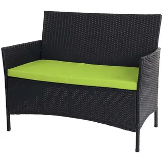 MCW Poly-Rattan Gartenbank Anthrazit, Grün , Kunststoff , 106x83x60 cm , Gartenmöbel, Gartenbänke