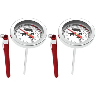 BROWIN® Analog Bratenthermometer mit Etui 100600 | 0-120 °C Grillthermometer | Garthermometer aus Edelstahl | Fleischthermometer für Backofen, BBQ und Grill | Kerntemperaturmesser für Fleisch