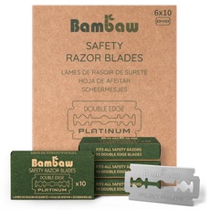 Bambaw – 60 scharfe Rasierklingen für Rasierhobel, aus schwedischem Edelstahl, Ersatzklingen für Rasierhobel Damen und Herren