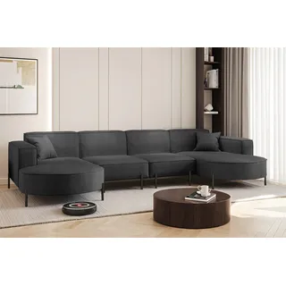 Wohnlandschaft U-Form Sofa VALENCIA XL in Stoff Scala Anthrazit