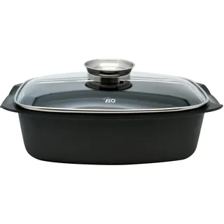 ELO Alucast Bräter 32cm mit Glasdeckel und Aromaknopf, ELODUR® Select Antihaftversiegelung, backofenfest, induktionsgeeignet, schwarz
