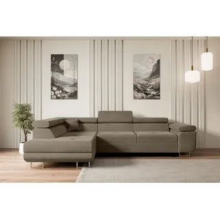 altdecor Ecksofa mit Schlaffunktion und Bettkasten Gusa-L 272x202x107 cm Braun - Corner Sofa Bett Eckcouch Couch L-Form, Schlafcouch Ausziehbar Wohnlandschaft Schlafsofa Cauchsofa - Braun