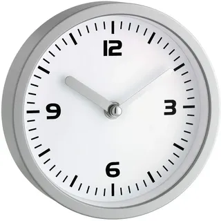 TFA Dostmann Analoge Badezimmeruhr, 60.3012, Quarzuhr, feuchtigkeitsabweisend, 4 große Saugnäpfe, Befestigung ohne Bohren, 16,3 x 5,2 cm, weiß