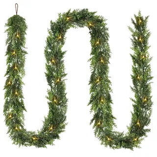 Weihnachtsgirlande Mit Beleuchtung 5m, Künstliche Tannengirlande Beleuchtet | Weihnachtsdeko Girlande, Tannengirlande Mit Lichterkette, 8 Leuchtmodi, Türgirlande Weihnachten Für Treppengeländer