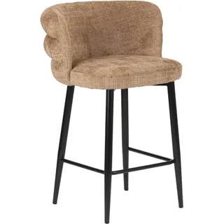 Barhocker Cloud, Karamell, Metallgestell, Stoffbezug, 56x90x54 cm, Sitzhöhe 65 cm - Beige