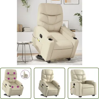The Living Store Massagesessel mit Aufstehhilfe Creme Kunstleder - Creme