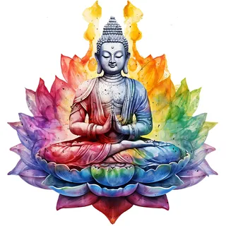 GRAZDesign Wandtattoo Buddha bunt Wandaufkleber Schlafzimmer, Küche & Wohnzimmer - 61x57cm