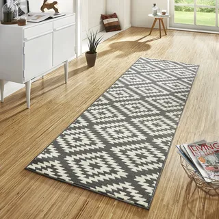 Hanse Home Teppich Läufer Nordic 80x250cm – Teppichläufer Weicher Kurzflor Teppich Modern Raute Design Läufer für Flur, Schlafzimmer, Kinderzimmer, Badezimmer, Wohnzimmer, Küche Dekoläufer – Grau