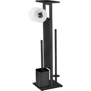 Wenko WC-Garnitur »Modell Debar« aus Edelstahl Glas Standgarnitur mit Ablage, Edelstahl, Bodenplatte aus Sicherheitsglas, schwarz