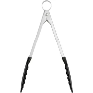 Cuisipro Küchenzange Edelstahl mit Nylon-Enden, 24 cm, Grillzange Edelstahl mit Verriegelungsmechanismus, Hitzebeständige Kochzange bis 220°C, Nudelzange mit rutschsicheren Enden