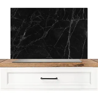 MuchoWow Spritzschutz Küche Schwarz - Marmor 90x60 cm , Metall , Rechteckig , 90x0.3x60 cm , rostfrei , Küchenzubehör, Küchenhelfer, Küchenutensilien