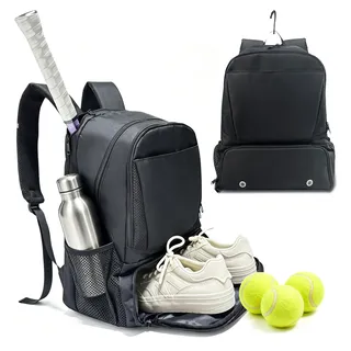SSZYace Tennis Rucksack Tennisschläger Rucksack mit Schuhfach Tennis Tasche | Belüftete Sporttasche Tennistasche mit Aufhängehaken Wasserdichter PVC Boden Sportrucksack Rucksack mit Reflektionsstreifen