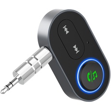 AUX Bluetooth Adapter Auto, Klinke Empfänger mit Freisprechanrufen, Musik Receiver für Stereoanlage/Lautsprecher, Dual Verbindung, Mini Bloototh Audio für Heim-Stereo/Kabelgebundene Kopfhörer